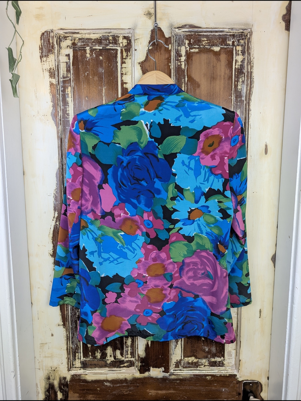 Vintage 80s Alia Bold Floral Open Front Jacket Cardigan Fits M/L Golden Girls - Picture 4 of 8